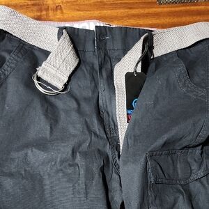 Black Cargo Pants with Gray Belt